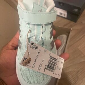 adidas Kids Mint Green Hook-and-Loop Sneakers